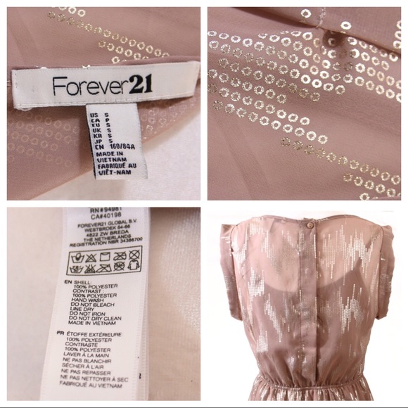 FOREVER 21 Nude Shiny Gold Pattern Dress - Picture 8 of 8